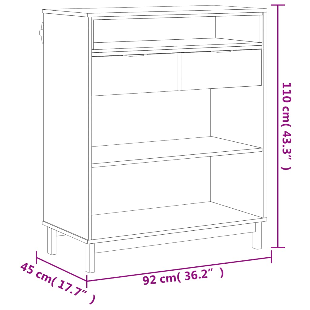 Bar Table Flam 36.2&quot;X17.7&quot;X43.3&quot; Solid Wood Pine