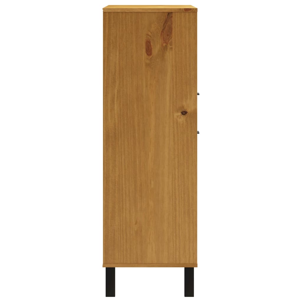 Highboard With Glass Door Flam 36.2&quot;X15.7&quot;X48.2&quot; Solid Wood Pine