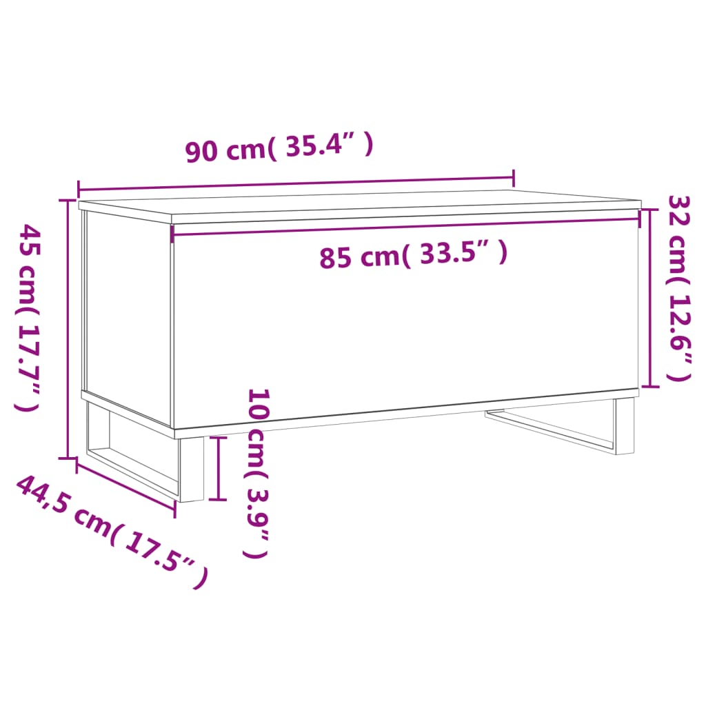 Coffee Table 35.4&quot;X17.5&quot;X17.7&quot; Engineered Wood