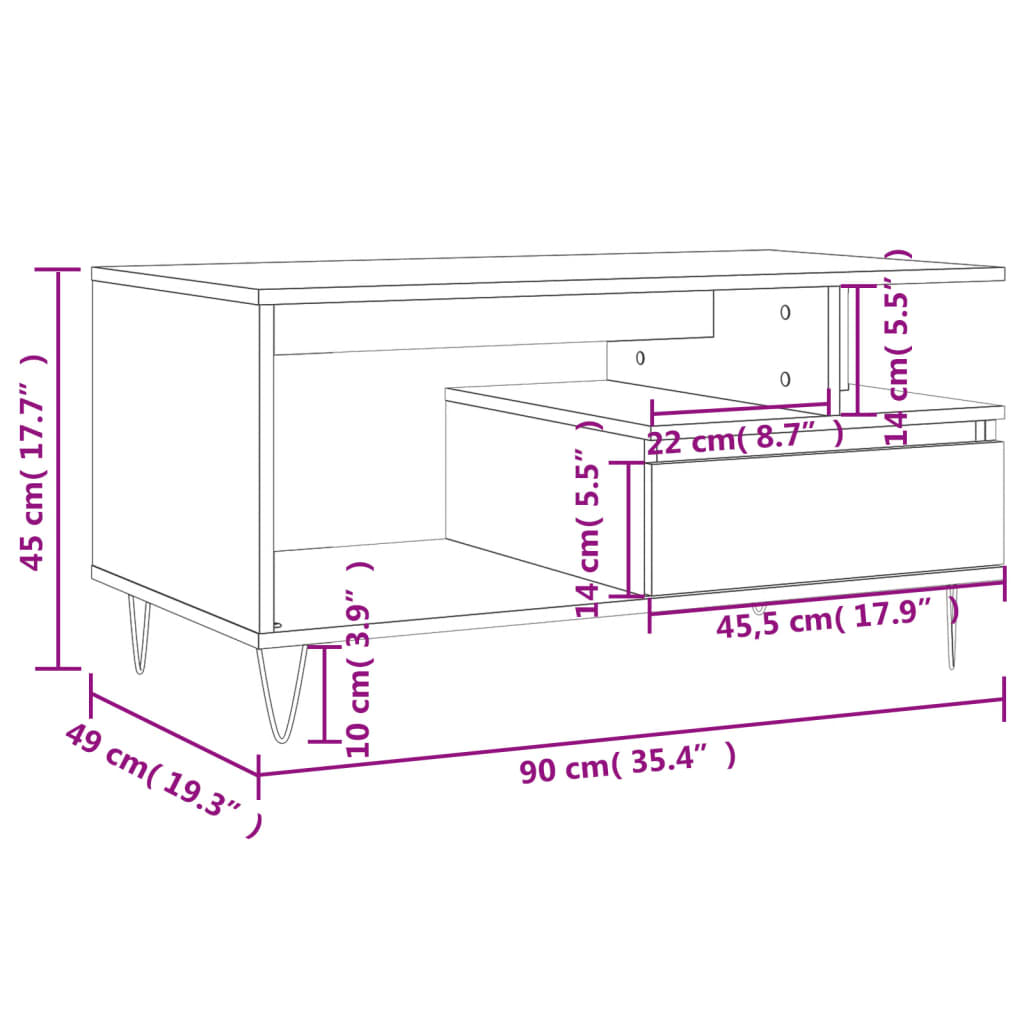 Coffee Table 35.4&quot;X19.3&quot;X17.7&quot; Engineered Wood