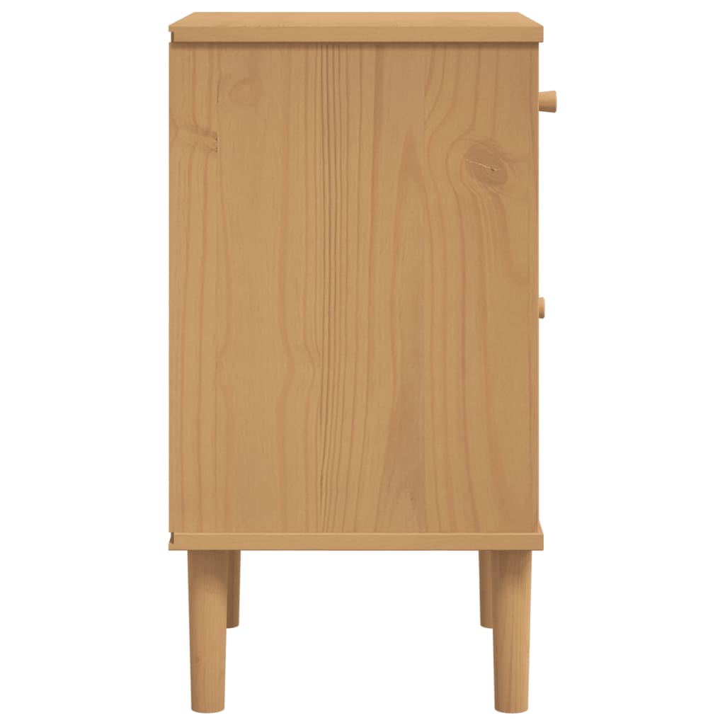 Bedside Cabinet Senja Rattan Look 15.7&quot;X13.8&quot;X25.6&quot; Solid Wood Pine