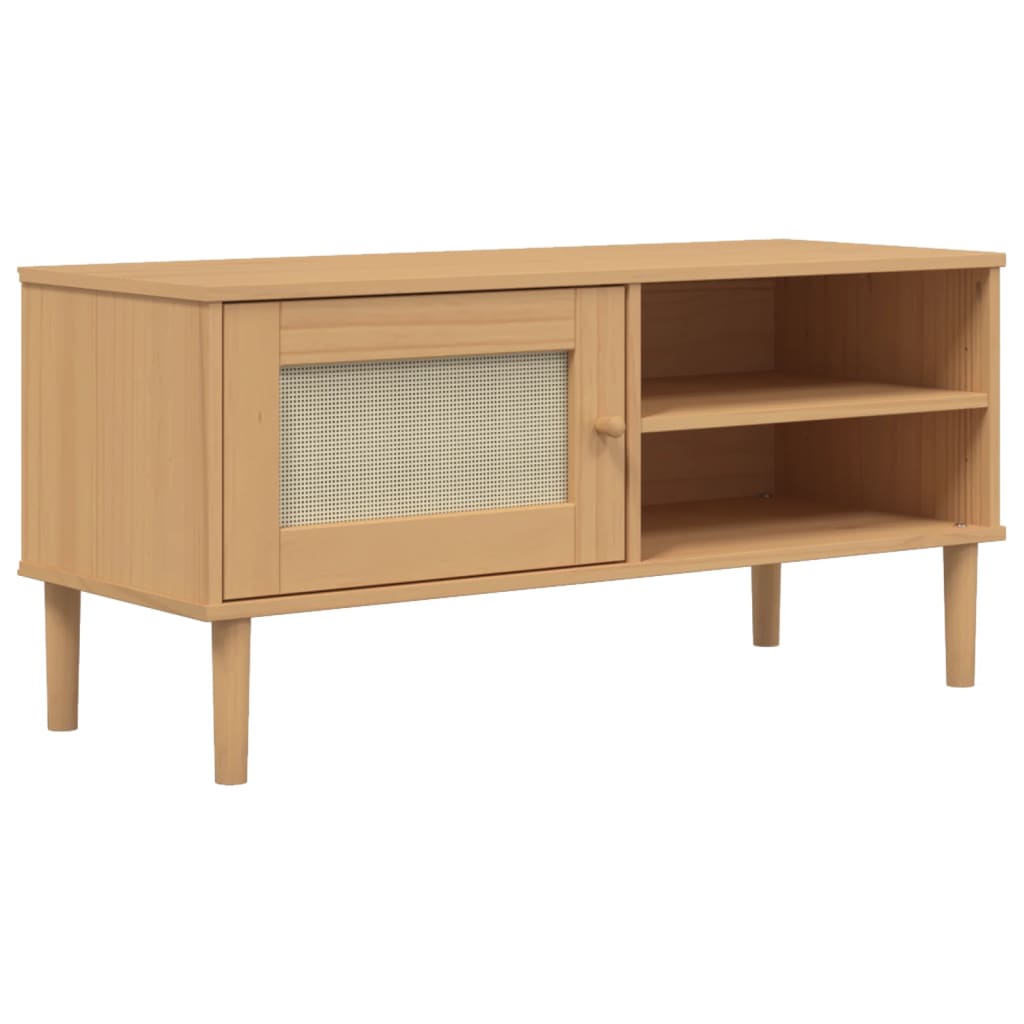 Tv Stand Senja Rattan Look 41.7&quot;X15.7&quot;X19.3&quot; Solid Wood Pine