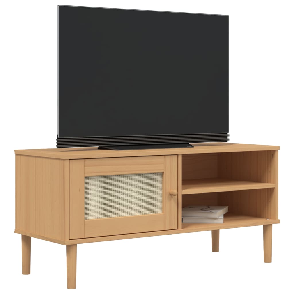 Tv Stand Senja Rattan Look 41.7&quot;X15.7&quot;X19.3&quot; Solid Wood Pine