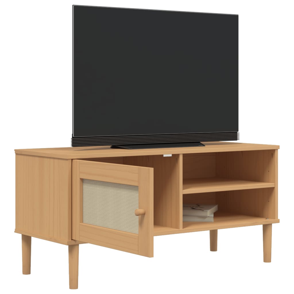 Tv Stand Senja Rattan Look 41.7&quot;X15.7&quot;X19.3&quot; Solid Wood Pine