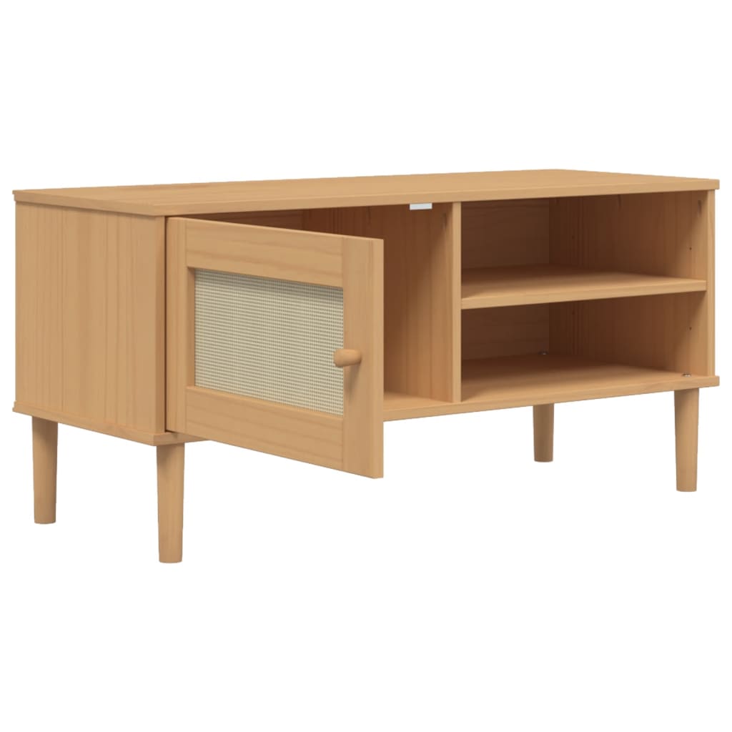 Tv Stand Senja Rattan Look 41.7&quot;X15.7&quot;X19.3&quot; Solid Wood Pine