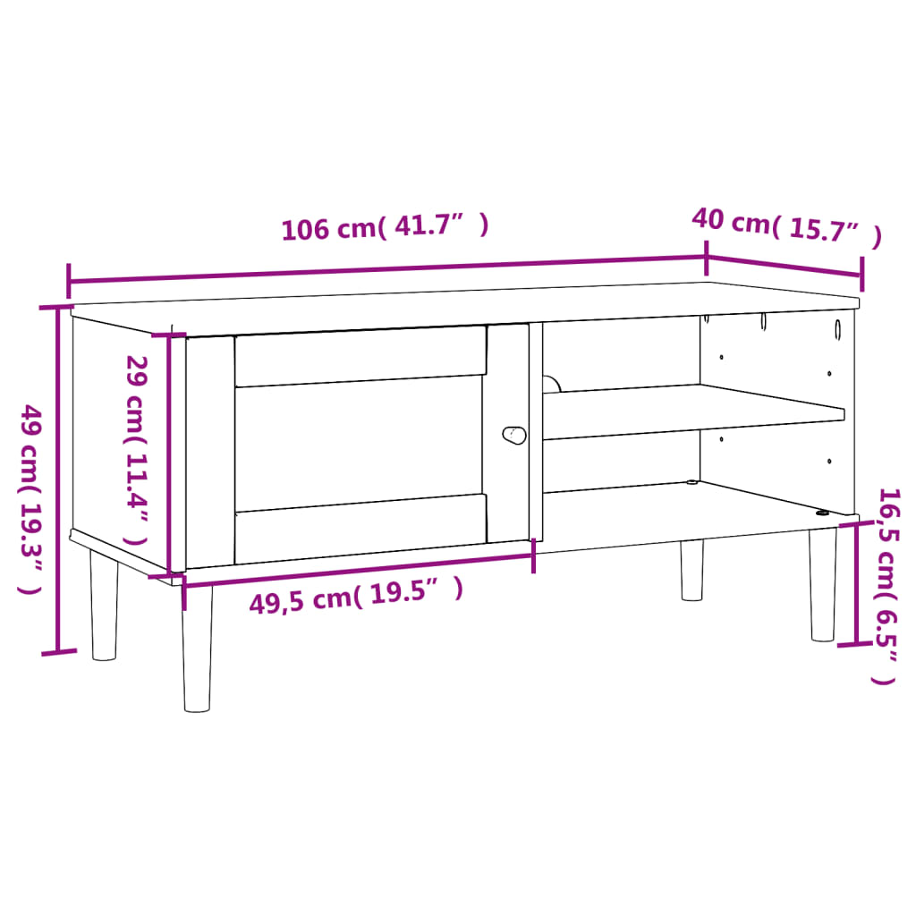 Tv Stand Senja Rattan Look 41.7&quot;X15.7&quot;X19.3&quot; Solid Wood Pine