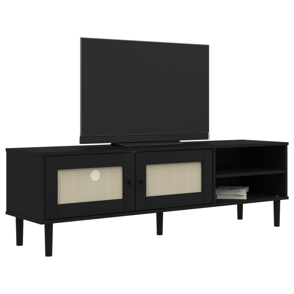 Tv Stand Senja Rattan Look 62.2&quot;X15.7&quot;X19.3&quot; Solid Wood Pine