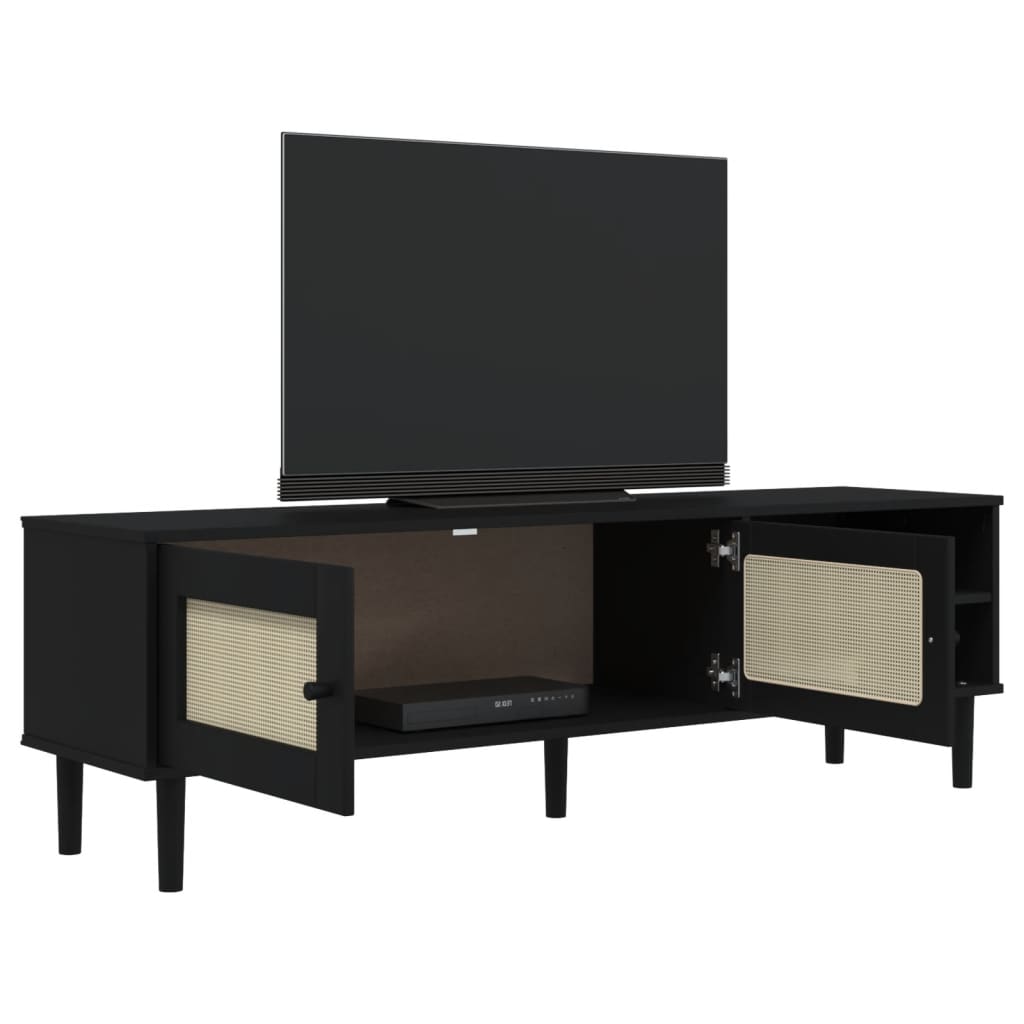 Tv Stand Senja Rattan Look 62.2&quot;X15.7&quot;X19.3&quot; Solid Wood Pine