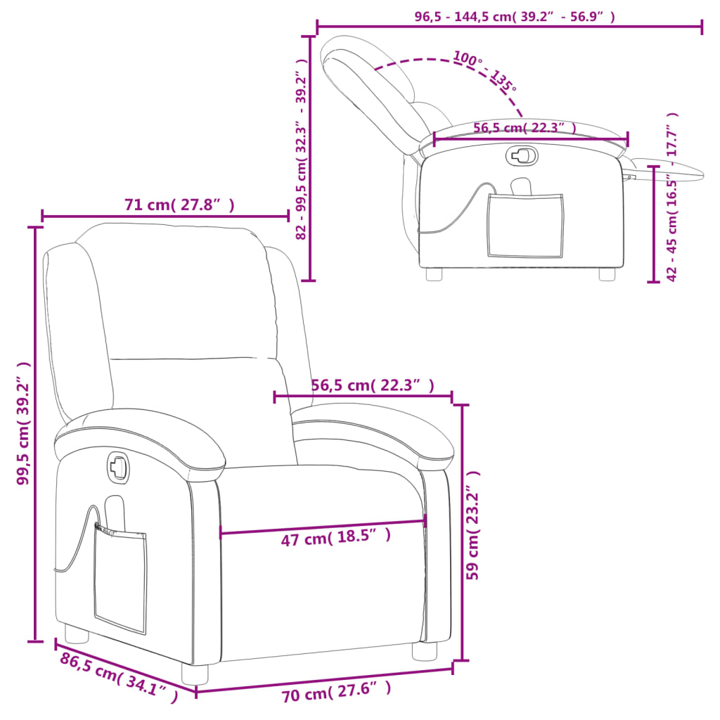 Massage Recliner Chair Real Leather