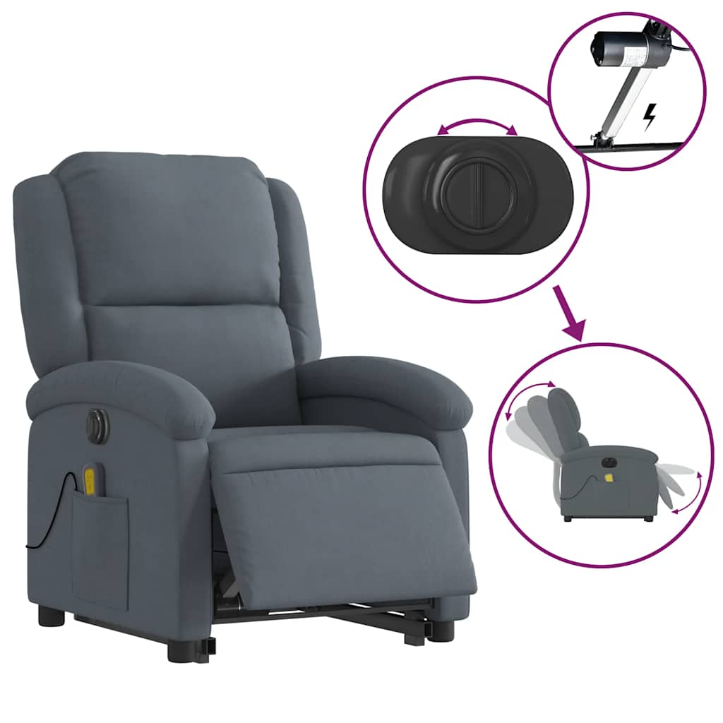 Electric Stand Up Massage Recliner Chair Velvet