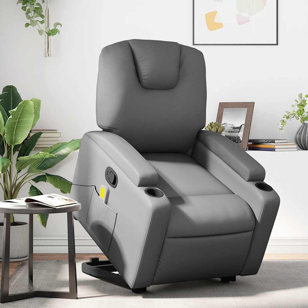 Electric Stand Up Massage Recliner Chair Faux Leather