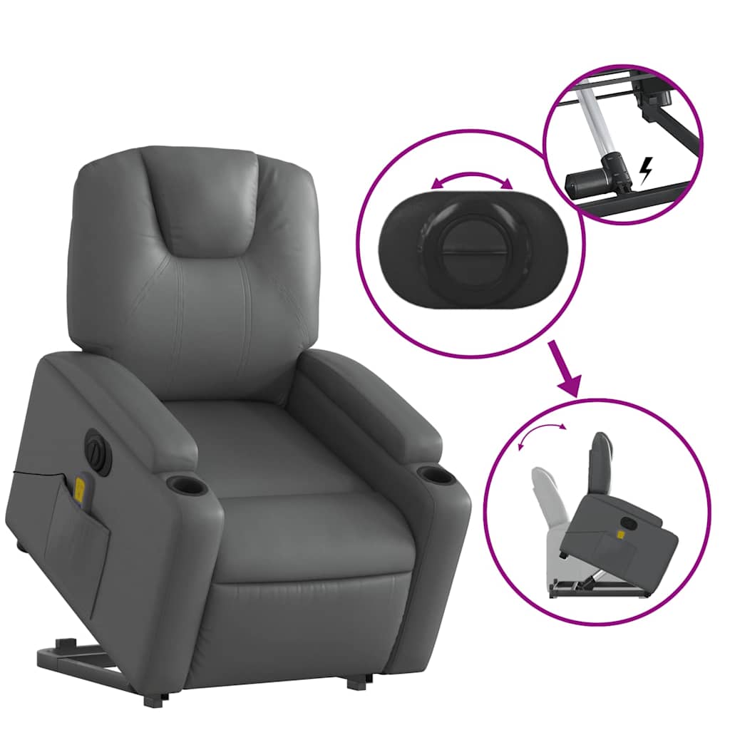 Electric Stand Up Massage Recliner Chair Faux Leather