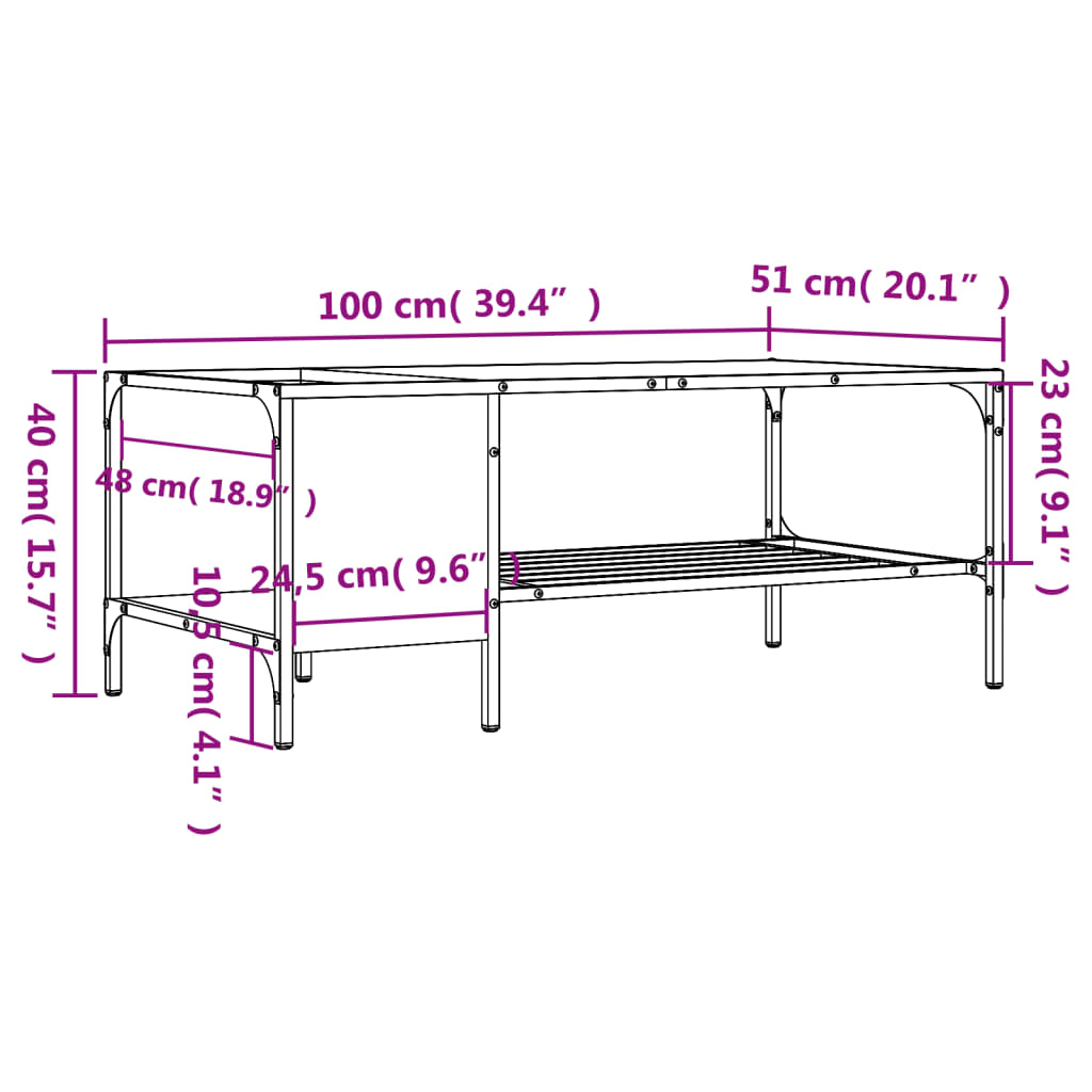 Coffee Table With Rack 39.4&quot;X20.1&quot;X15.7&quot; Engineered Wood