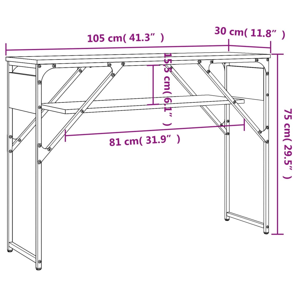 Console Table With Shelf X11.8&quot;X29.5&quot; Engineered Wood