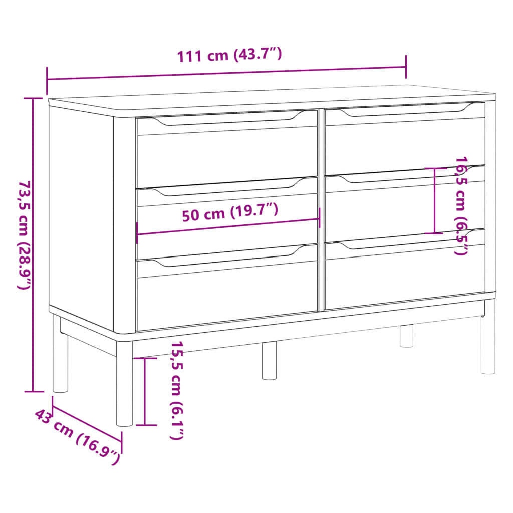 Chest Of Drawers Floro Solid Wood Pine