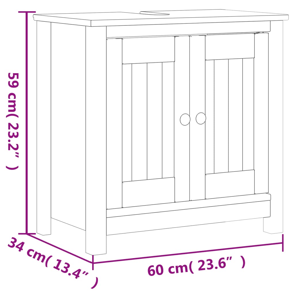 2 Piece Bathroom Furniture Set Berg Solid Wood Pine