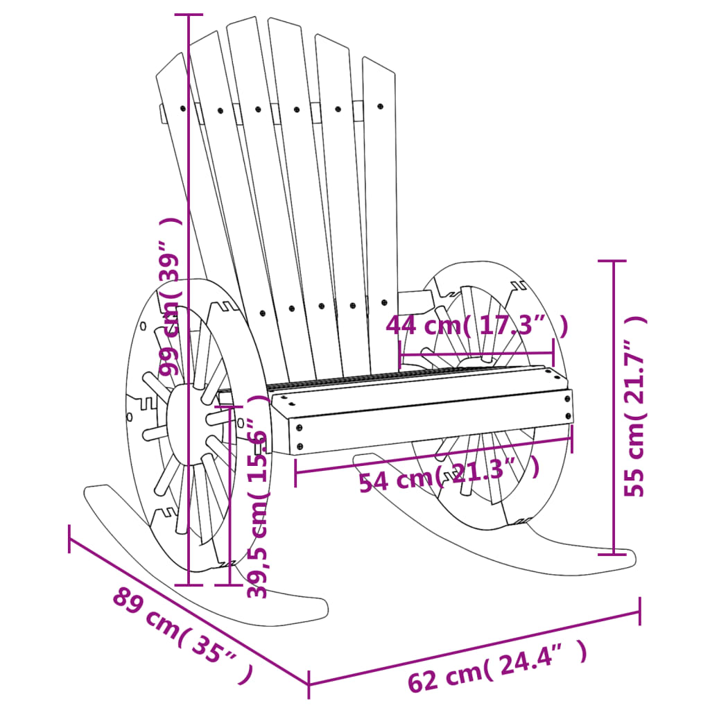 Rocking Adirondack Chair Solid Wood Fir