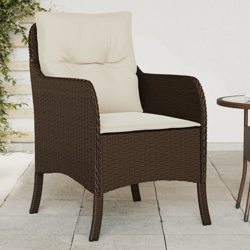 Patio Chairs With Cushions 2 Pcs Black Poly Rattan