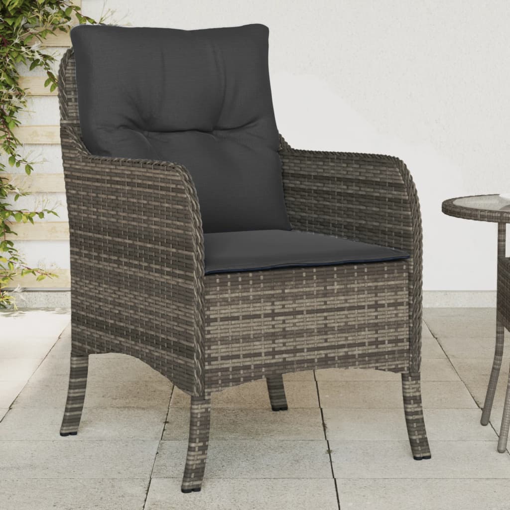 Patio Chairs With Cushions 2 Pcs Black Poly Rattan