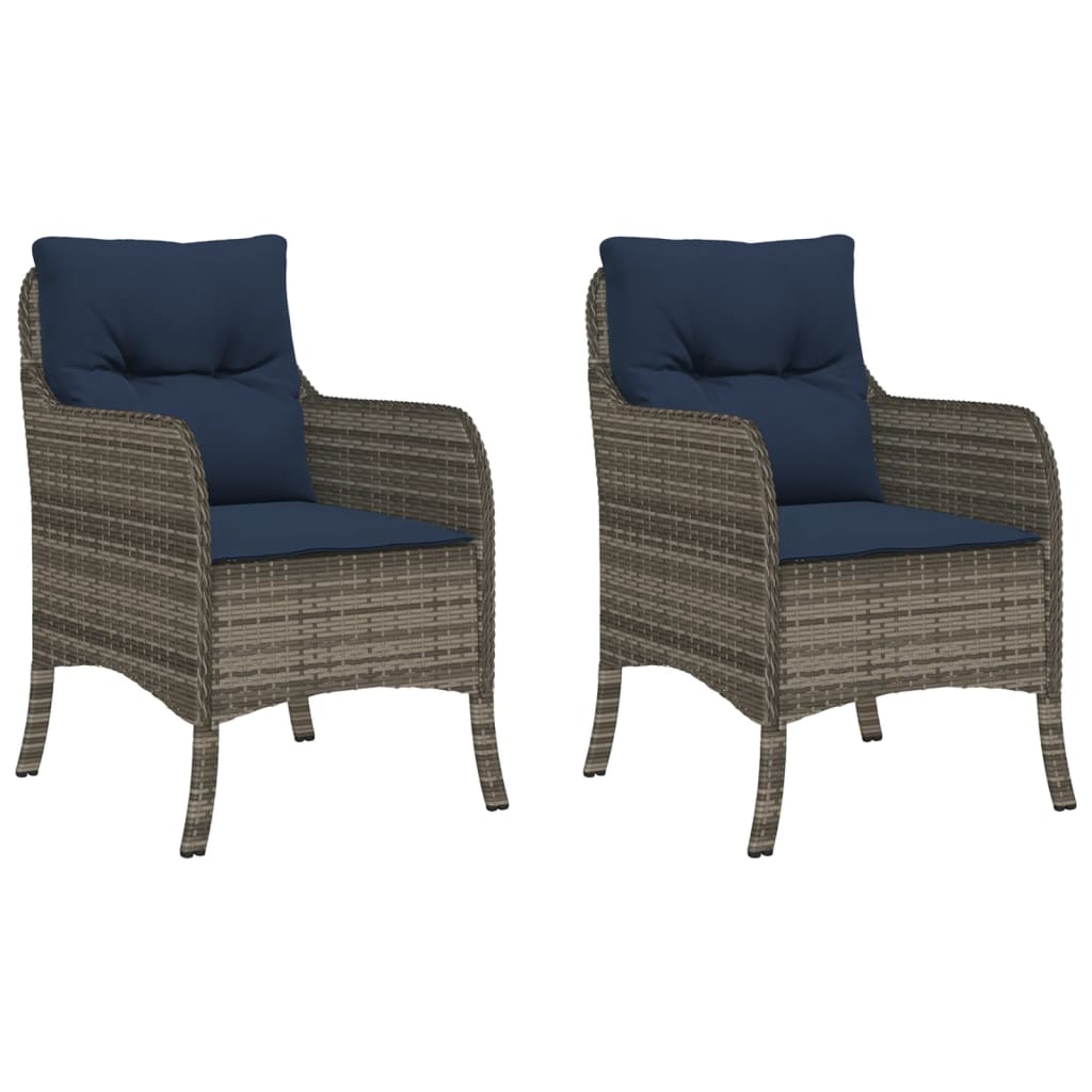 Patio Chairs With Cushions 2 Pcs Gray Poly Rattan