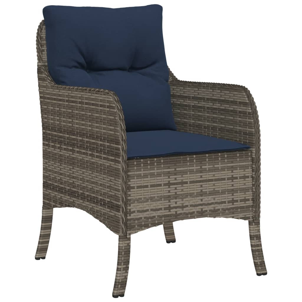 Patio Chairs With Cushions 2 Pcs Gray Poly Rattan