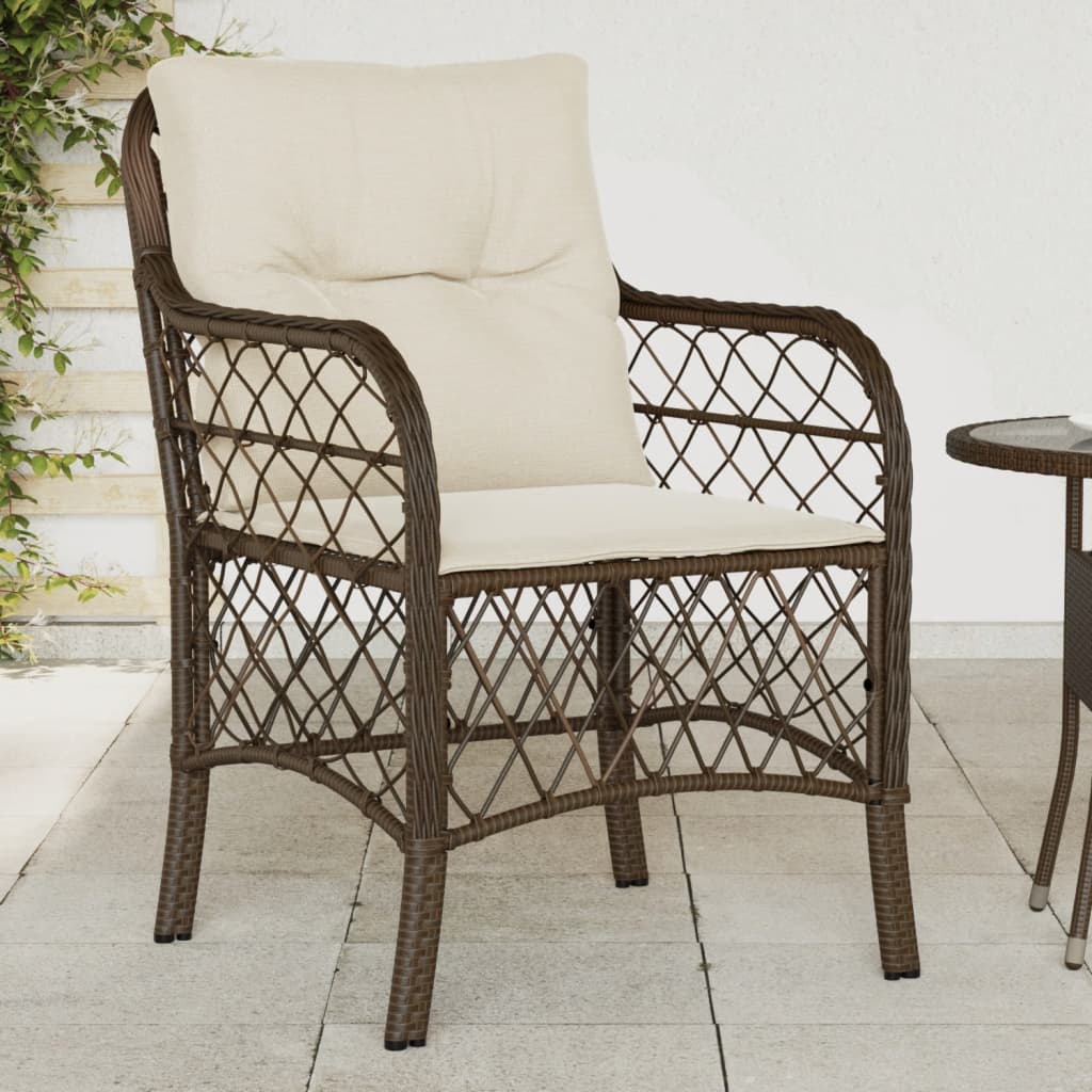 Patio Chairs With Cushions 2 Pcs Black Poly Rattan