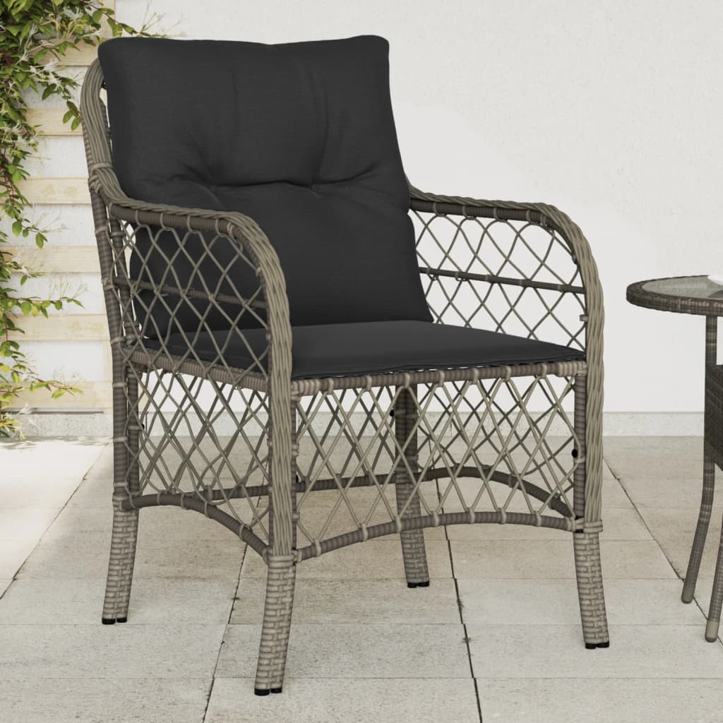 Patio Chairs With Cushions 2 Pcs Black Poly Rattan