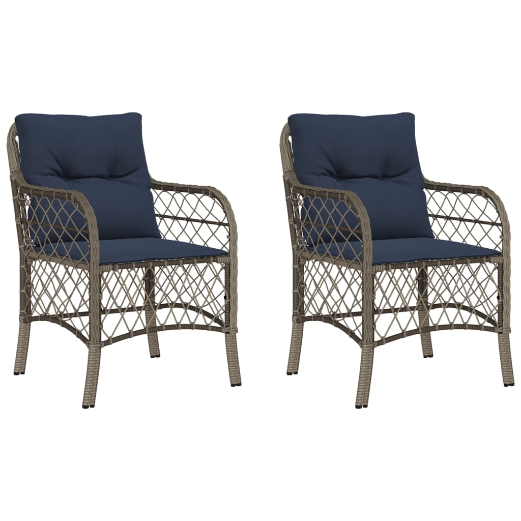 Patio Chairs With Cushions 2 Pcs Gray Poly Rattan