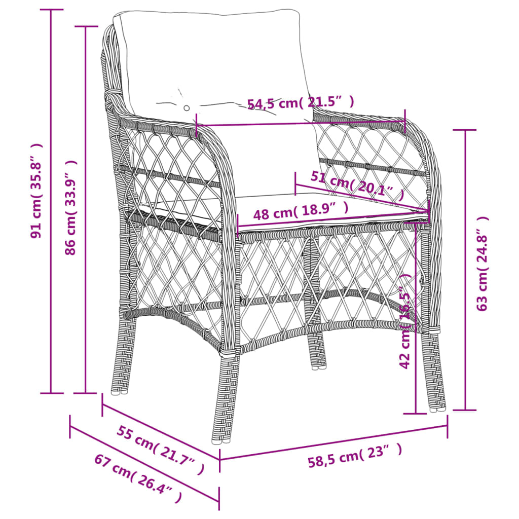 Patio Chairs With Cushions 2 Pcs Gray Poly Rattan