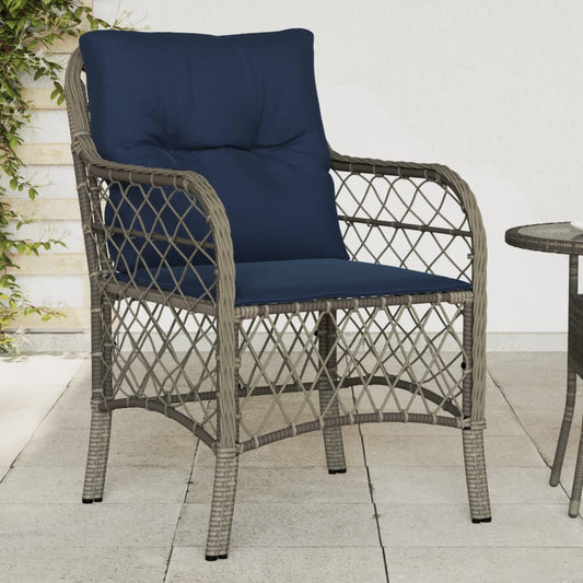 Patio Chairs With Cushions 2 Pcs Gray Poly Rattan