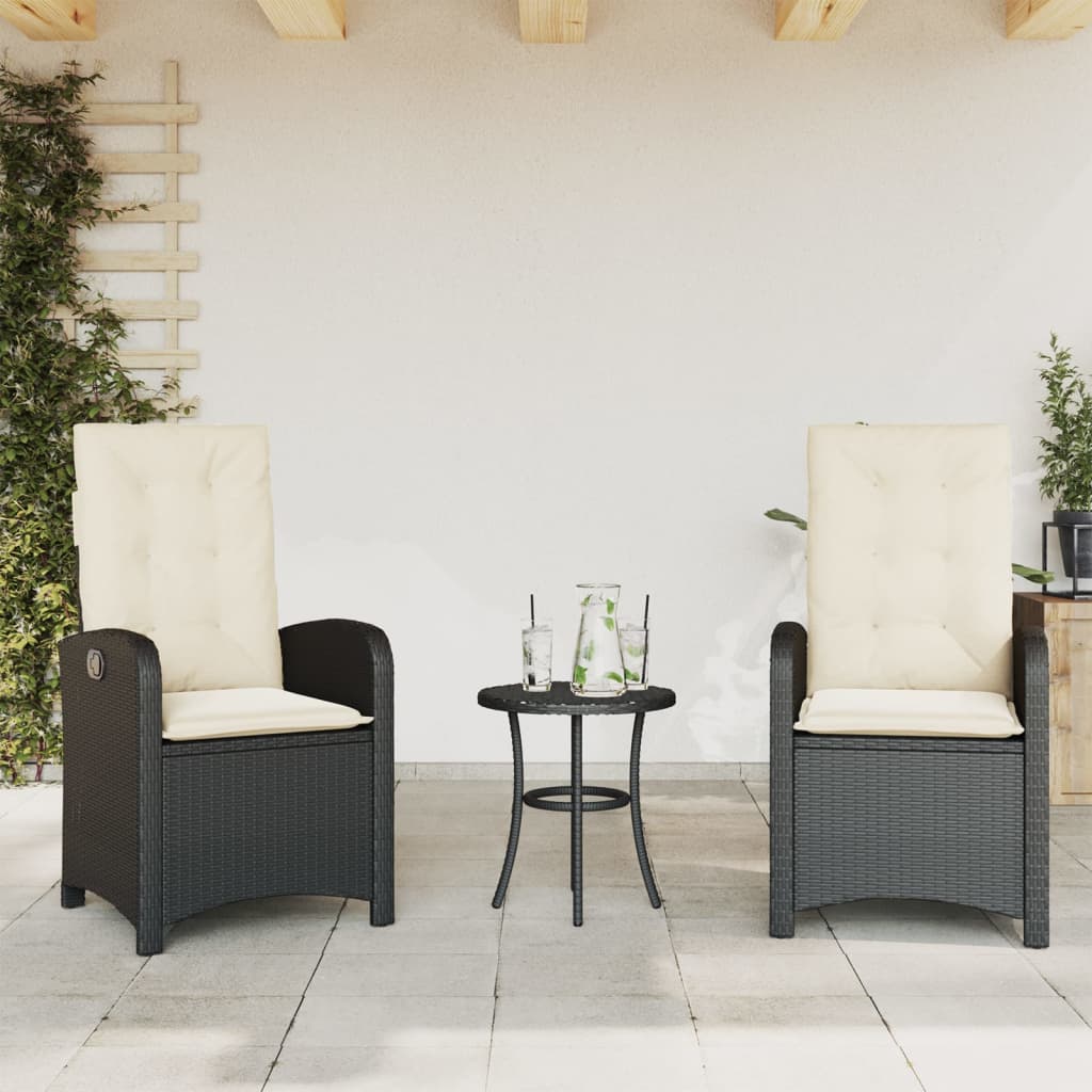 Reclining Patio Chairs 2 Pcs With Cushions Poly Rattan