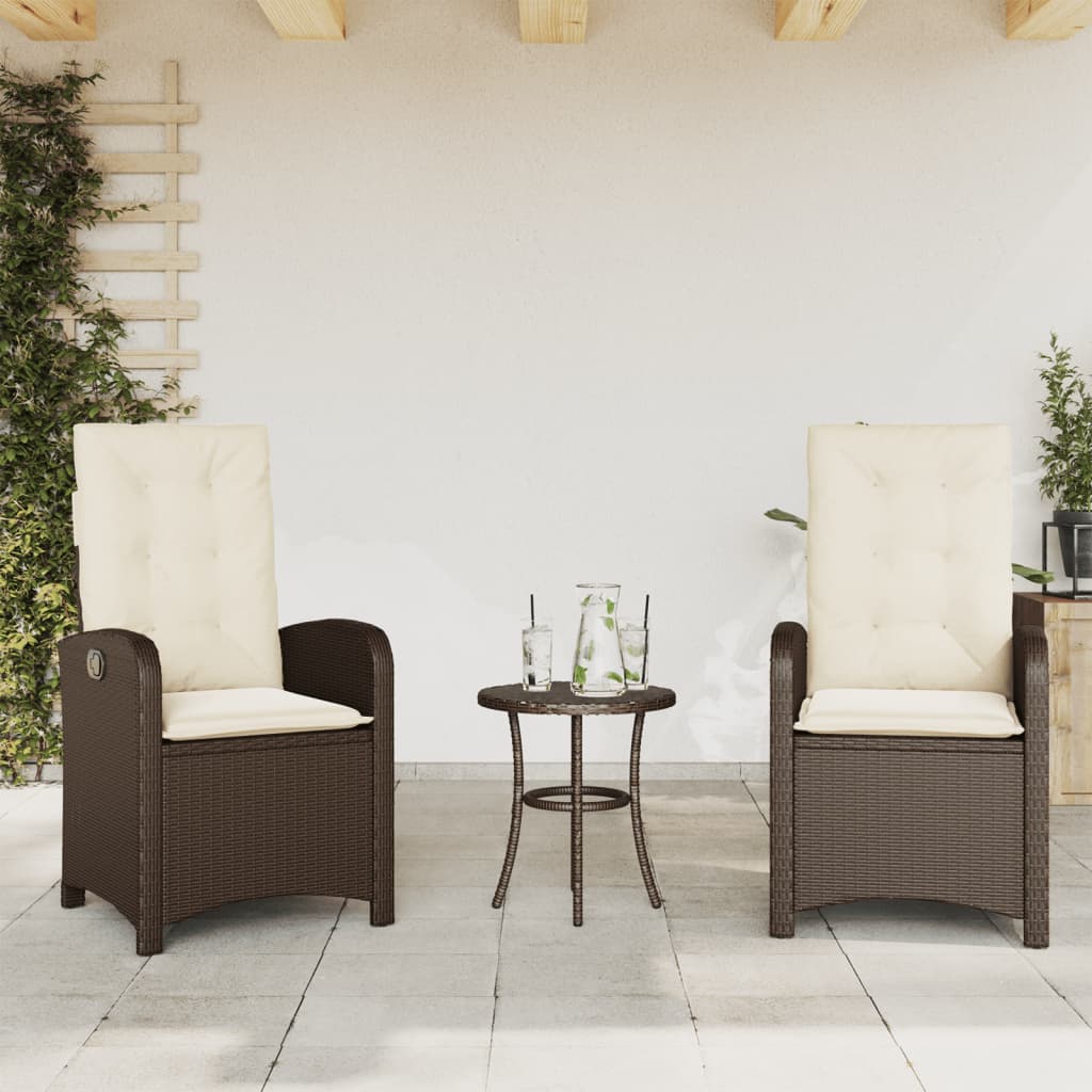 Reclining Patio Chairs 2 Pcs With Cushions Poly Rattan