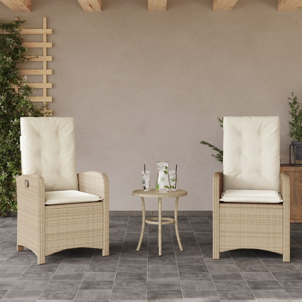 Reclining Patio Chairs 2 Pcs With Cushions Poly Rattan