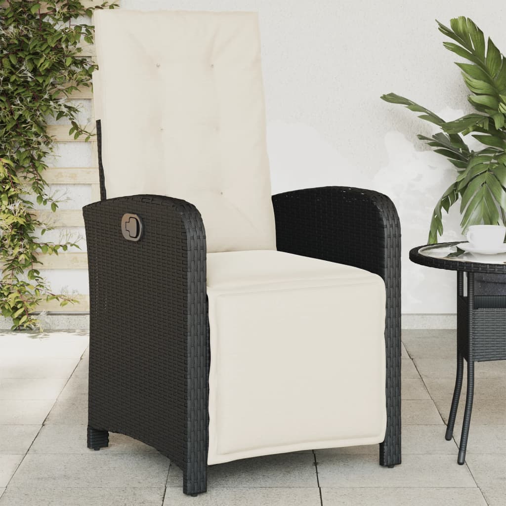 Reclining Patio Chair With Footrest Black Poly Rattan