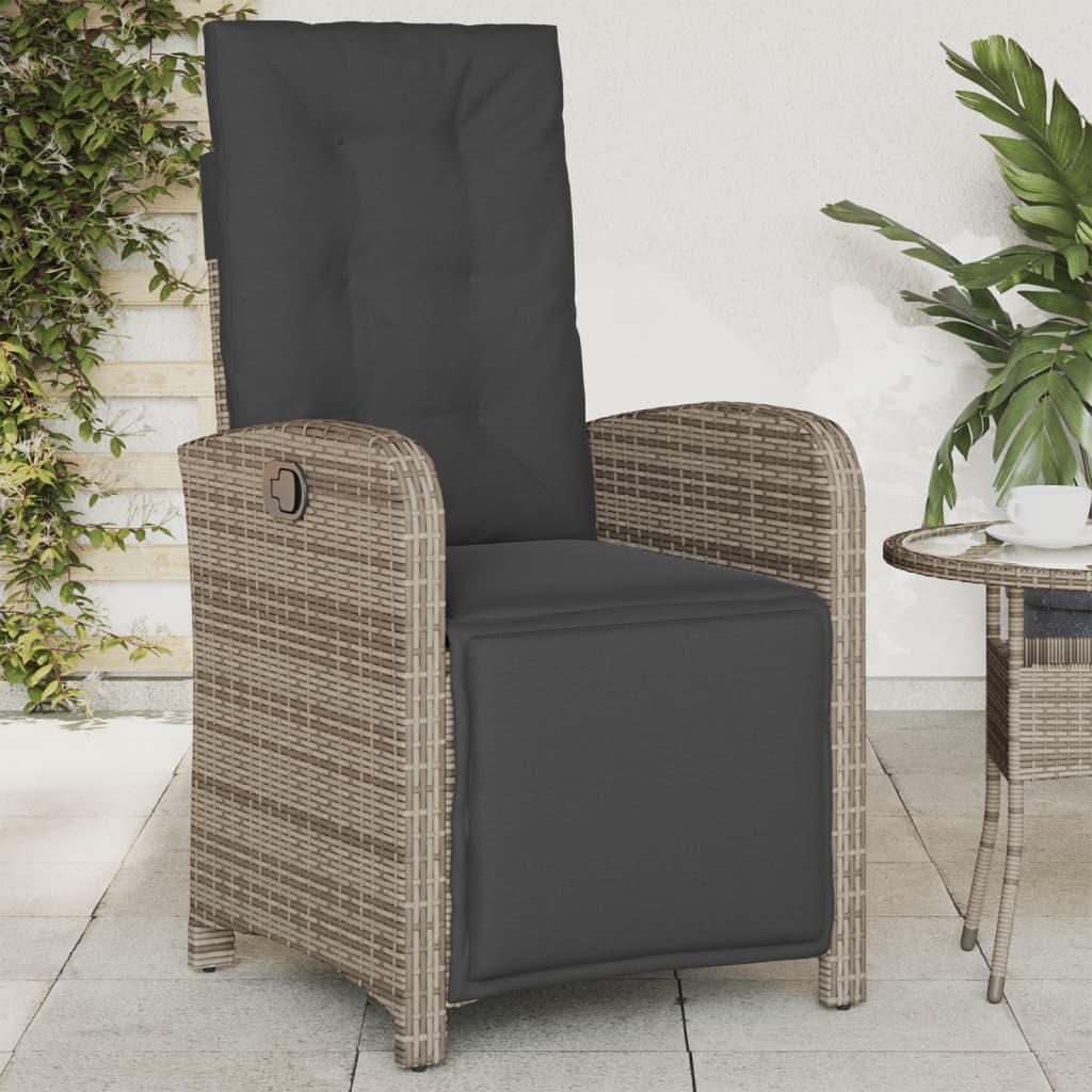 Reclining Patio Chair With Footrest Black Poly Rattan