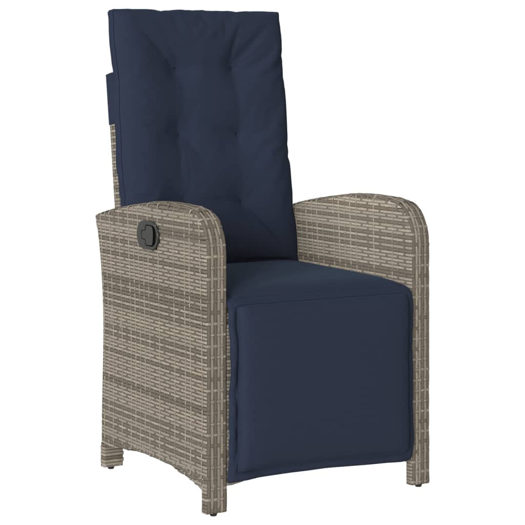 Reclining Patio Chair With Footrest Gray Poly Rattan