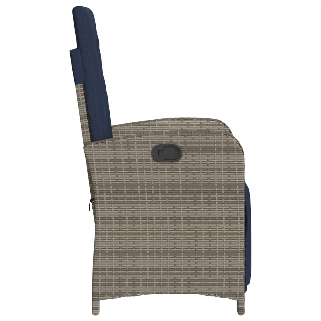 Reclining Patio Chair With Footrest Gray Poly Rattan