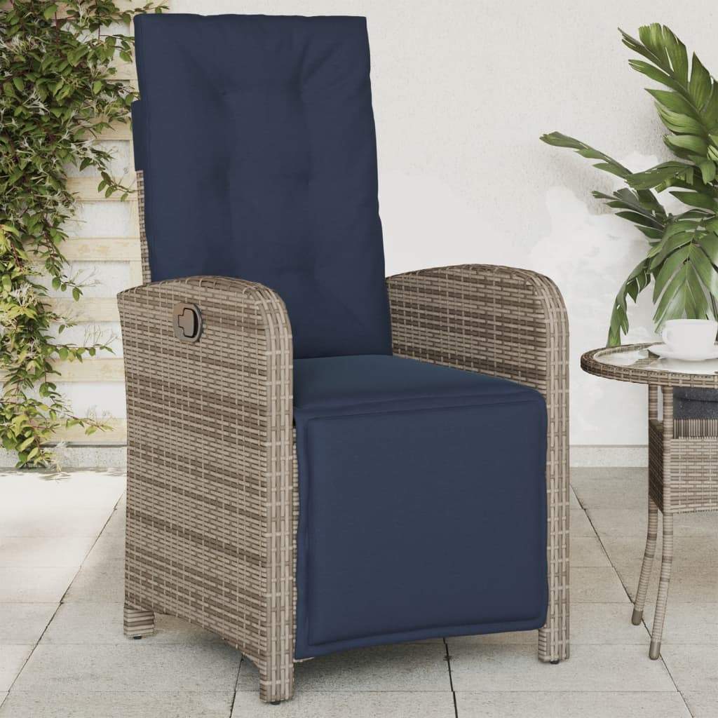 Reclining Patio Chair With Footrest Gray Poly Rattan