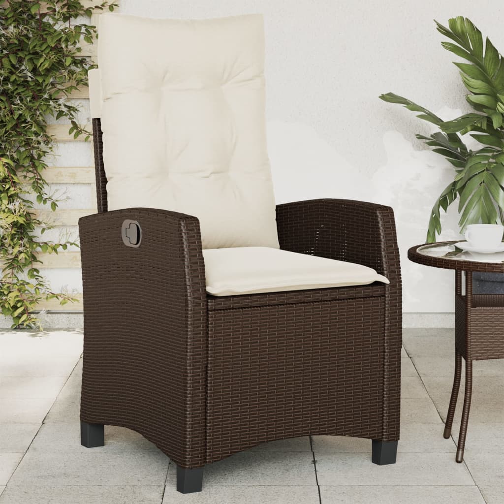 Reclining Patio Chairs 2 Pcs With Cushions Black Poly Rattan