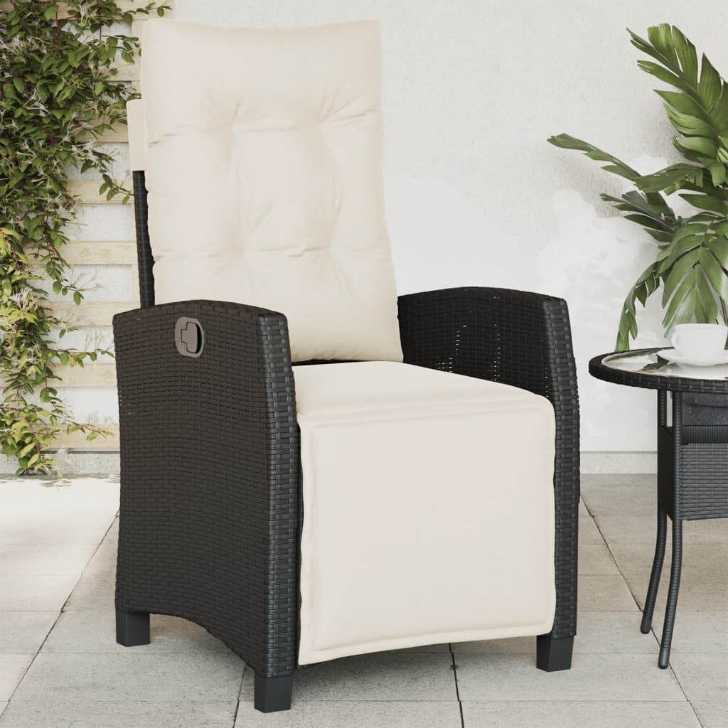 Reclining Patio Chairs 2 Pcs With Cushions Black Poly Rattan