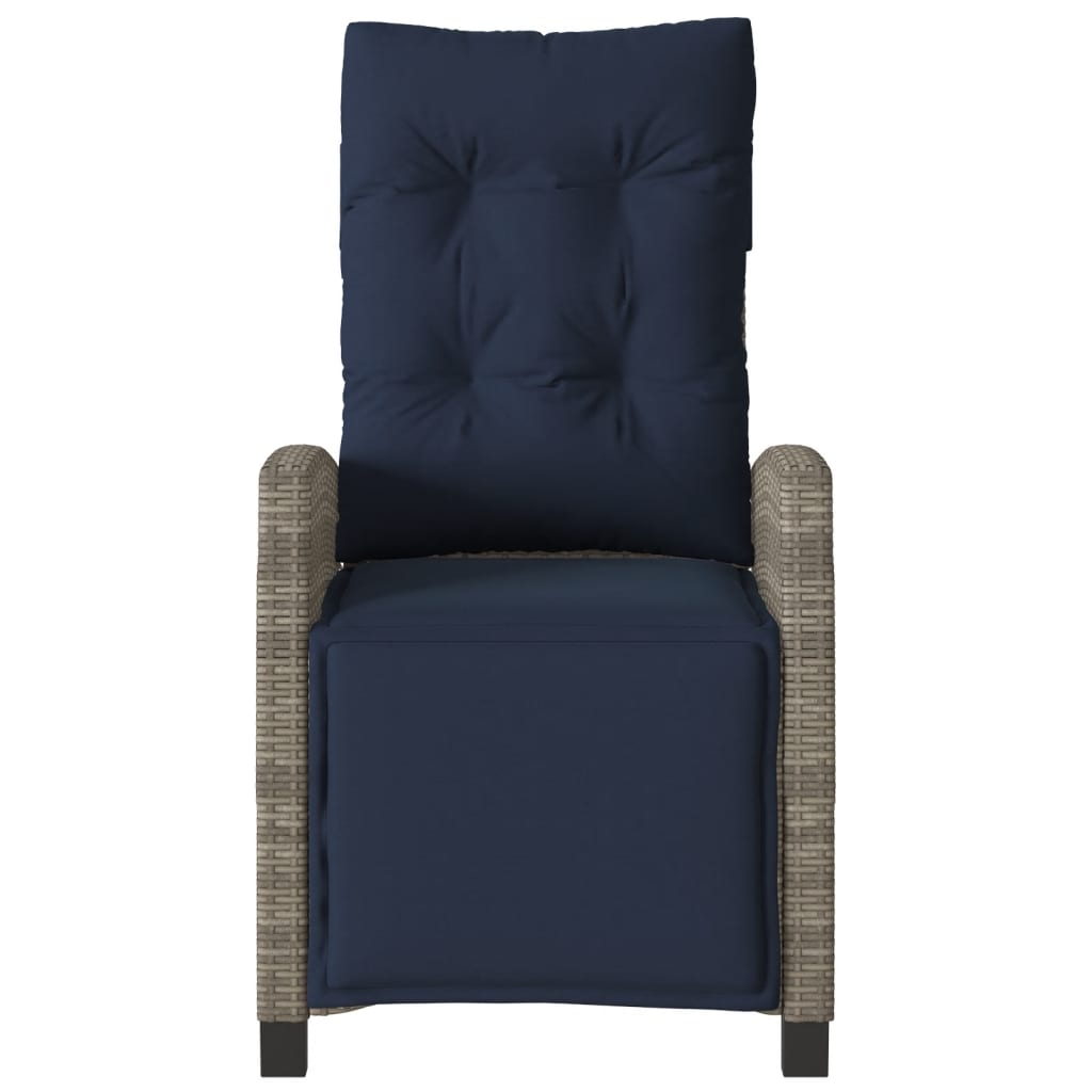 Reclining Patio Chair With Footrest Gray Poly Rattan