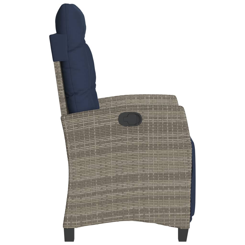 Reclining Patio Chair With Footrest Gray Poly Rattan