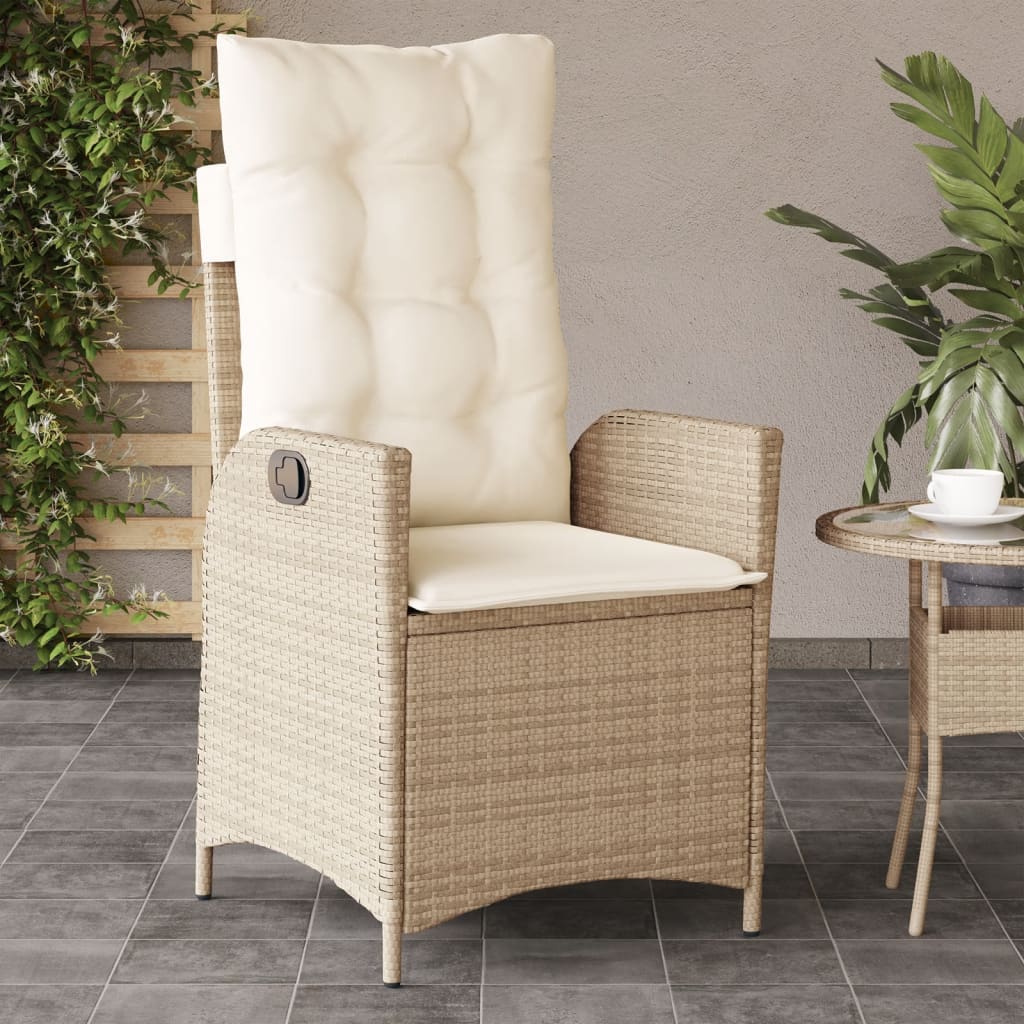 Reclining Patio Chairs 2 Pcs With Cushions Poly Rattan