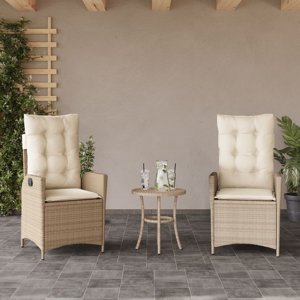 Reclining Patio Chairs 2 Pcs With Cushions Poly Rattan