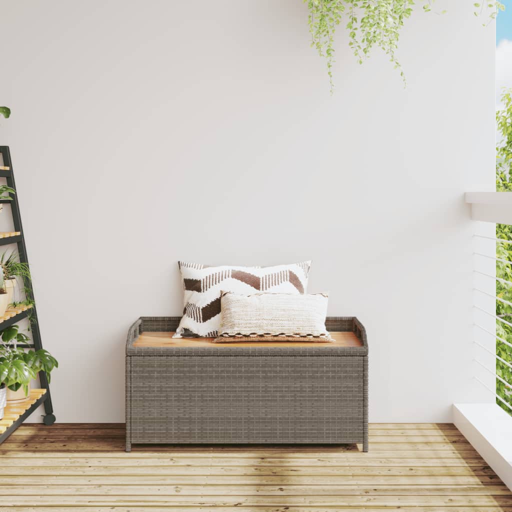 Storage Bench Poly Rattan And Acacia Wood