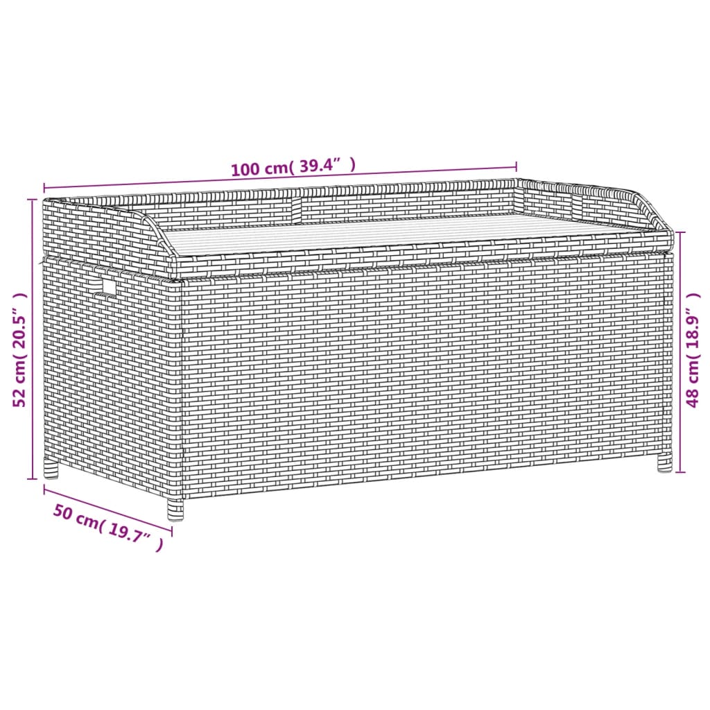 Storage Bench Poly Rattan And Acacia Wood