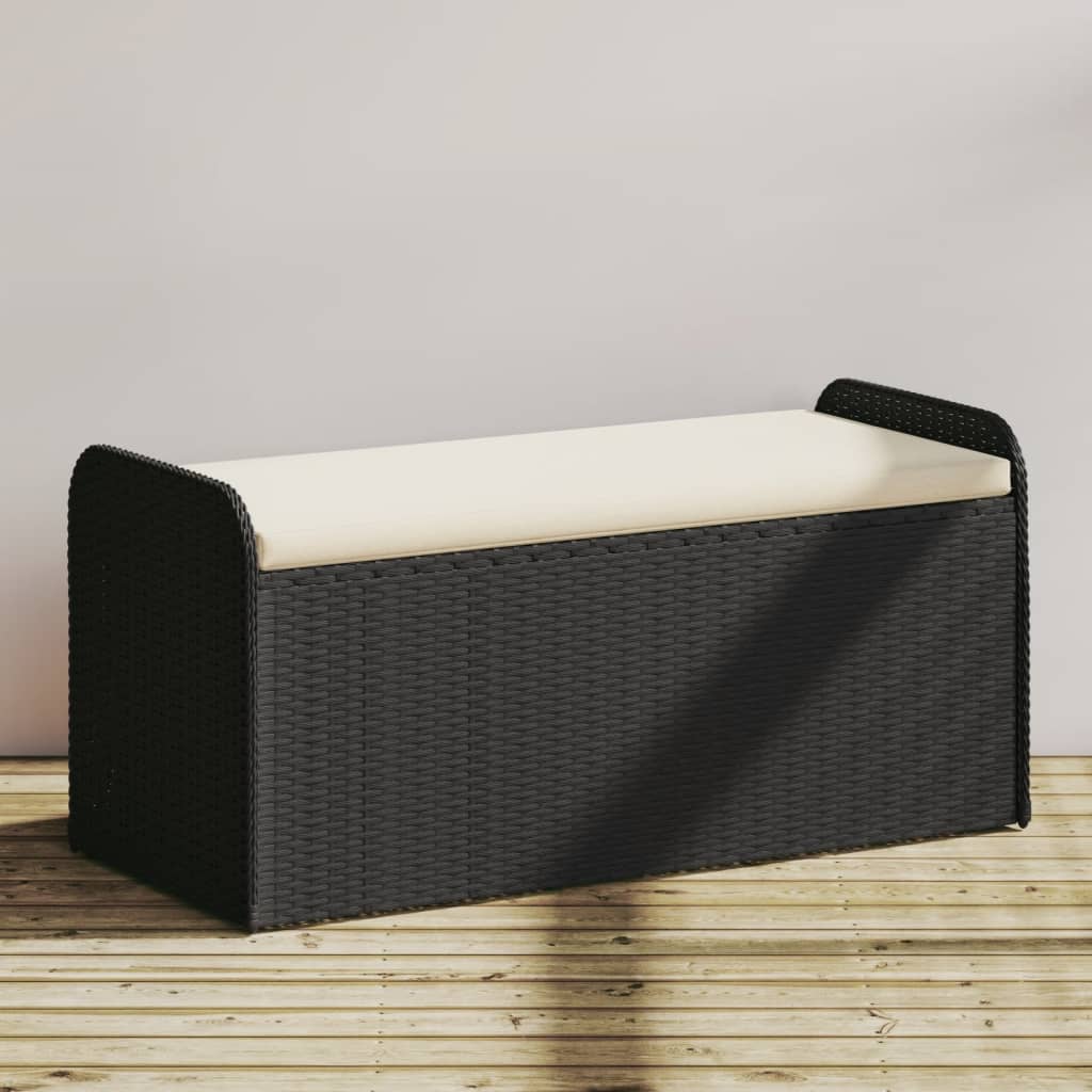 Storage Bench With Cushion Poly Rattan