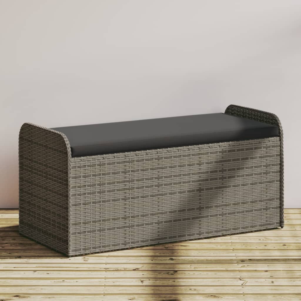 Storage Bench With Cushion Poly Rattan