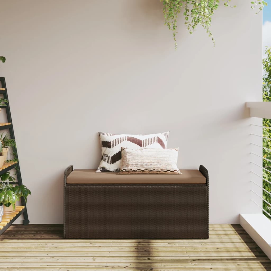 Storage Bench With Cushion Poly Rattan