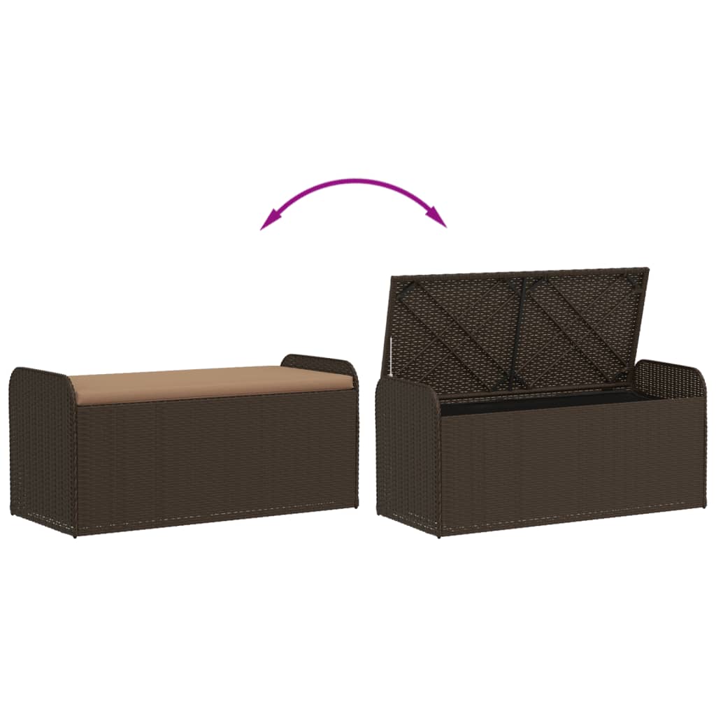 Storage Bench With Cushion Poly Rattan